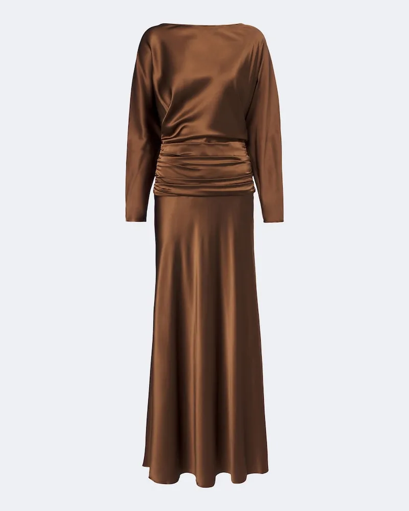 STAUD Robe Freda aus Satin Braun