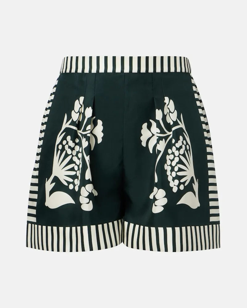 Eres Bedruckte Shorts Arjun aus Seiden-Twill Grün