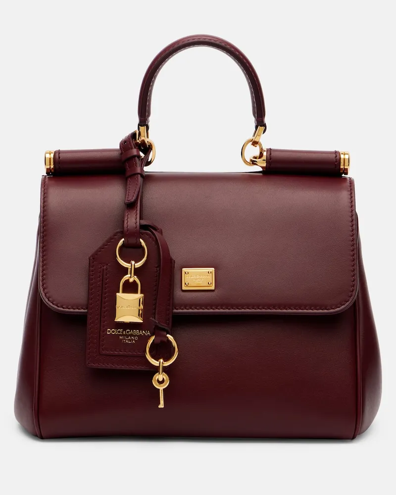 Dolce & Gabbana Tote Bag Sicily Medium aus Leder Burgunderrot