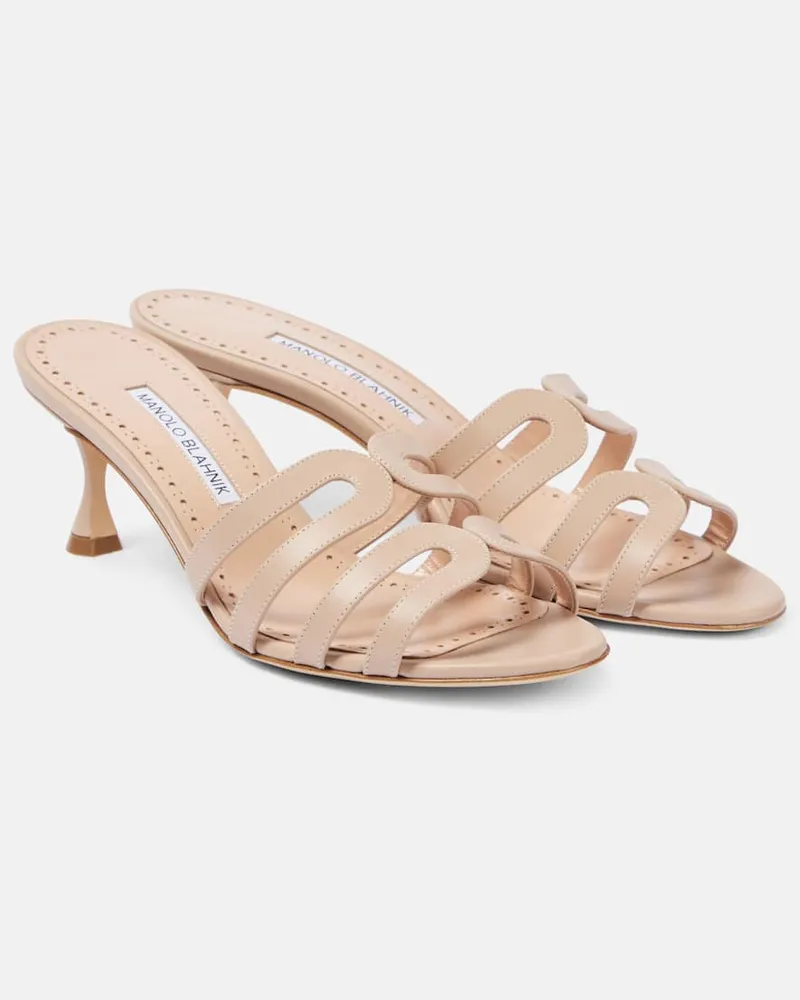 Manolo Blahnik Sandalen Ahwak 50 aus Leder Nude