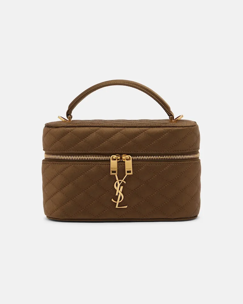 Saint Laurent Kosmetiketui Gaby Mini aus Satin Grün