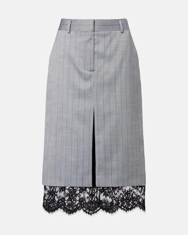 Stella McCartney Midirock aus Wolle Grau