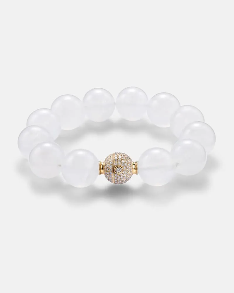 Octavia Elizabeth Armband Riviera Orb aus Mondstein mit 18kt Gelbgold und Diamanten Gold