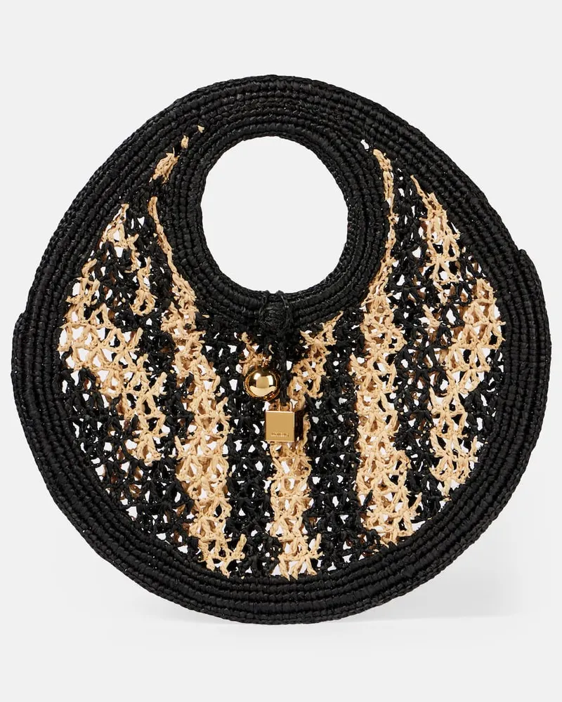 Jacquemus Tote Spiaggia Small aus Raffiabast Schwarz