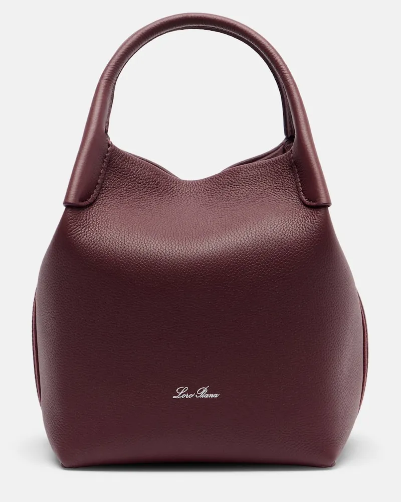 Loro Piana Bucket Bag Bale Small aus Leder Burgunderrot