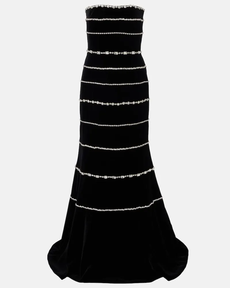 COSTARELLOS Bustier-Robe Shaula aus Baumwollsamt Schwarz