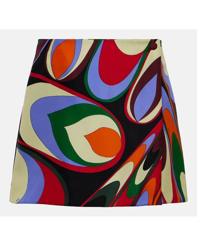 Emilio Pucci Minirock Onde aus Seiden-Twill Multicolor