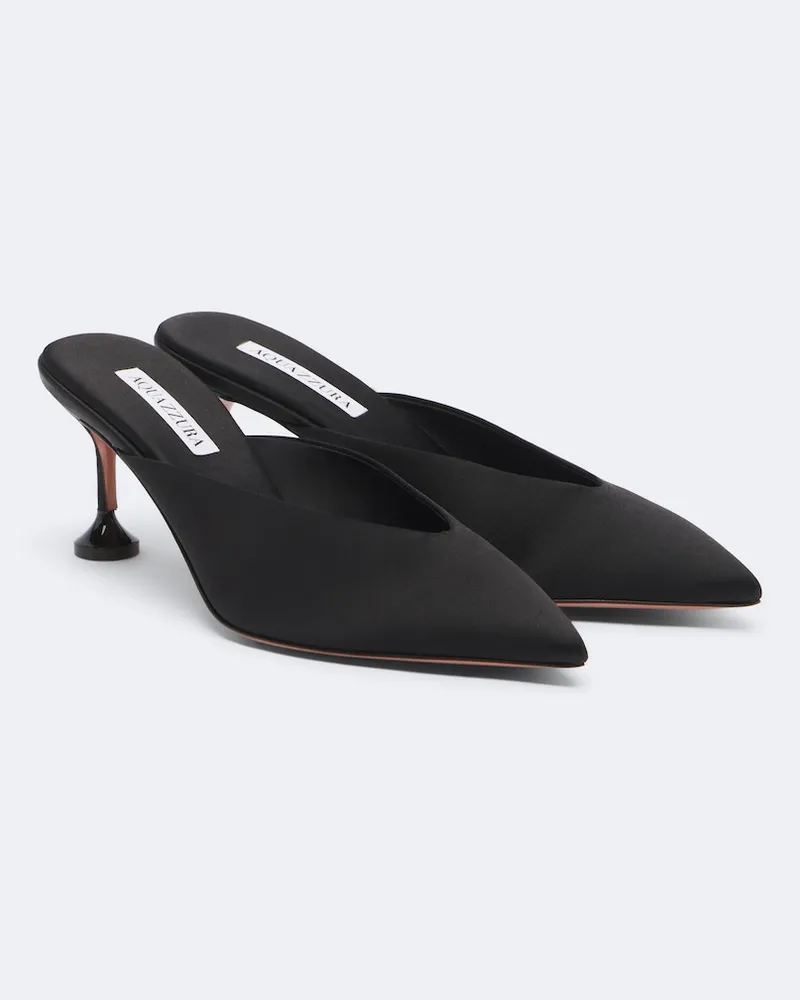 Aquazzura Mules Bisous aus Satin Schwarz
