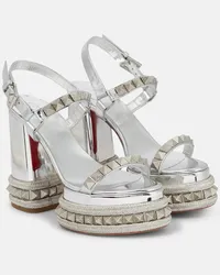 Christian Louboutin Plateausandalen Superaclou aus Leder Silber