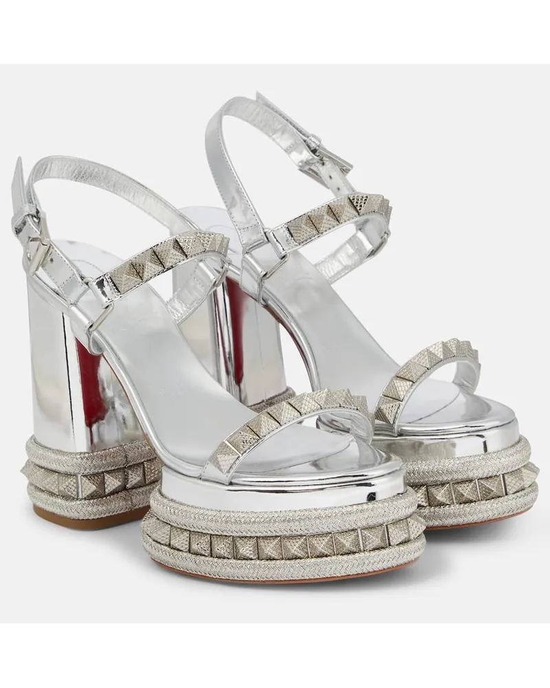 Christian Louboutin Plateausandalen Superaclou aus Leder Silber