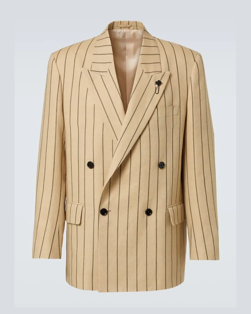 LARDINI Blazer aus Leinen und Wolle Beige