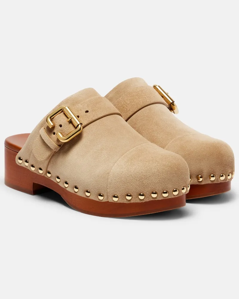 Chloé Chloé Clogs Jeannette 40 aus Veloursleder Beige