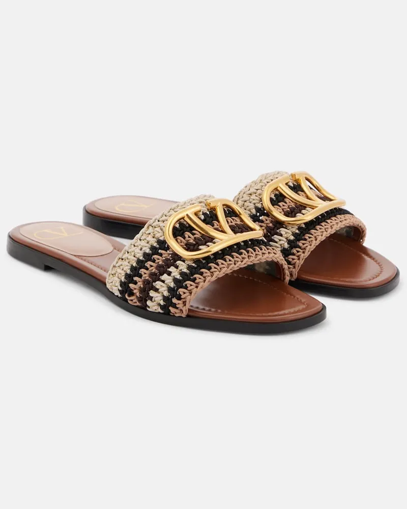 Valentino Garavani Pantoletten VLogo Signature aus Häkelstrick Neutral