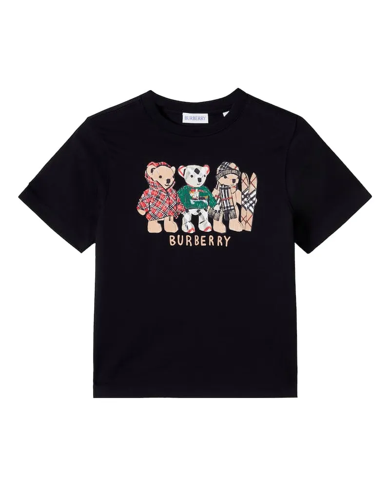 Burberry T-Shirt Thomas Bear aus Baumwoll-Jersey Schwarz