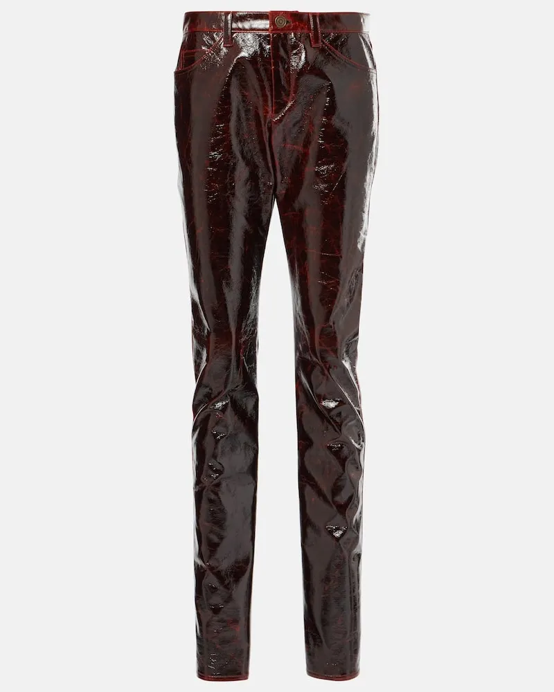 Isabel Marant Schmale Hose Lovis aus einem Baumwollgemisch Braun