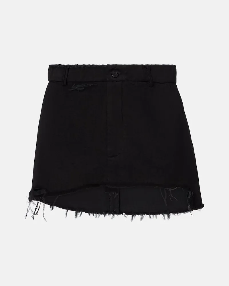 Balenciaga Distressed Minirock aus Denim Schwarz