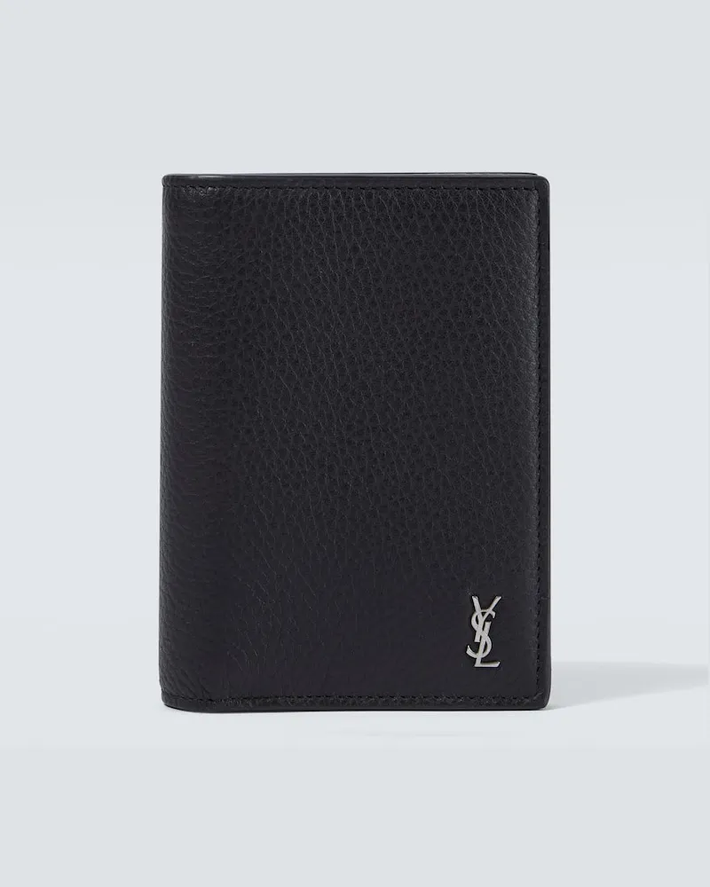 Saint Laurent Portemonnaie Cassandre aus Leder Schwarz
