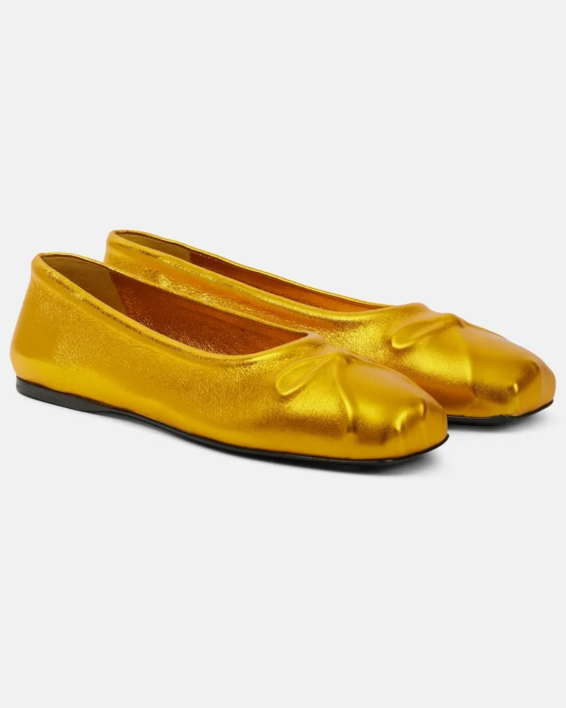 Marni Ballerinas Little Bow aus Metallic-Leder Gelb
