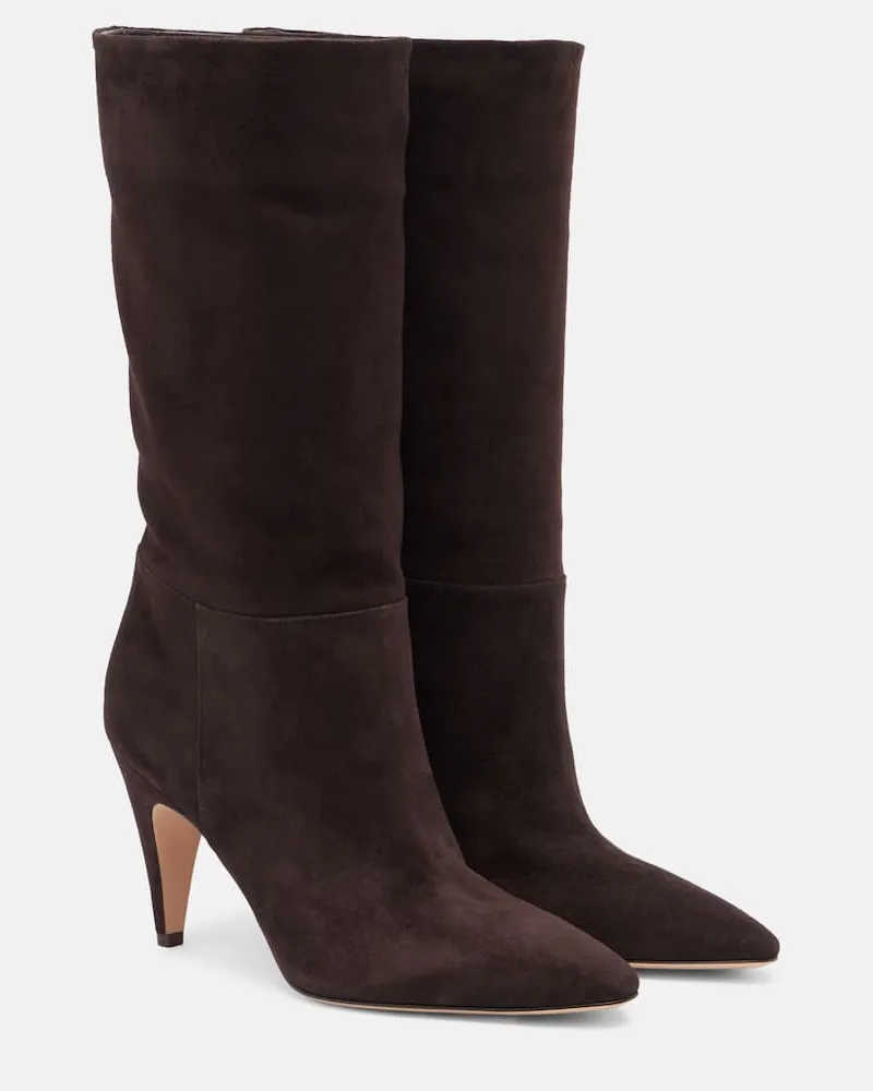 Gianvito Rossi Stiefel 85 aus Veloursleder Braun