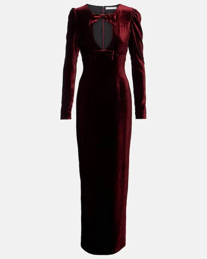 Alessandra Rich Robe aus Samt Burgunderrot
