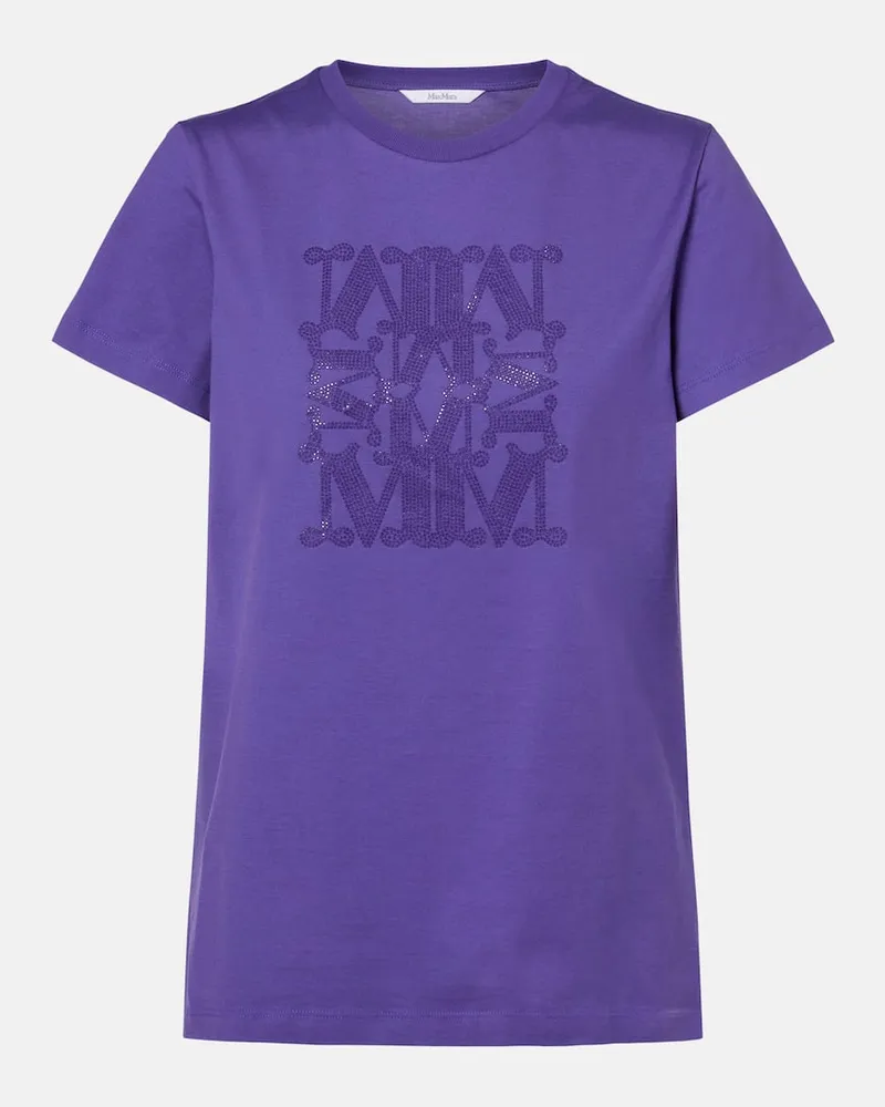 Max Mara T-Shirt aus Baumwolle mit Kristallen Violett