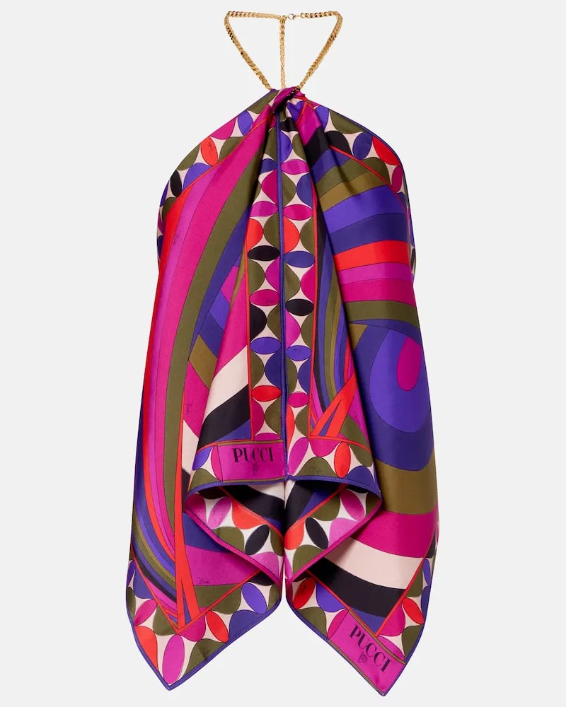 Emilio Pucci Top Iride aus Seiden-Twill Multicolor