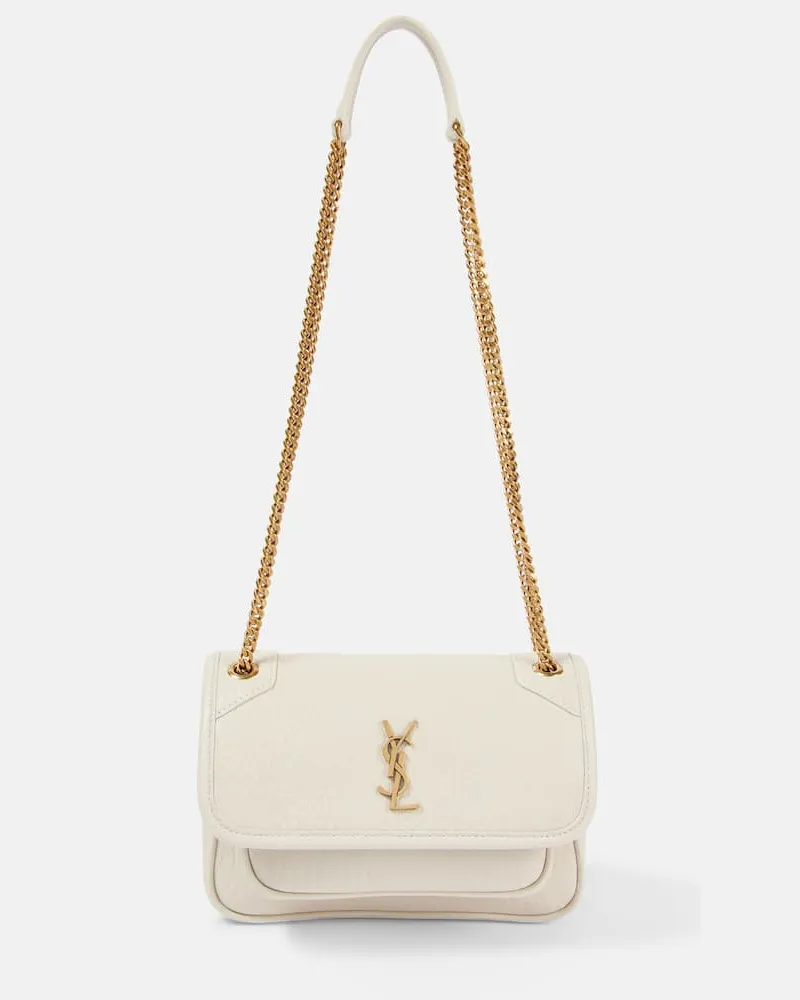 Saint Laurent Schultertasche Niki Mini aus Leder Weiß