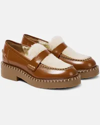 Chloé Chloe Loafers Noua aus Leder mit Shearling Braun