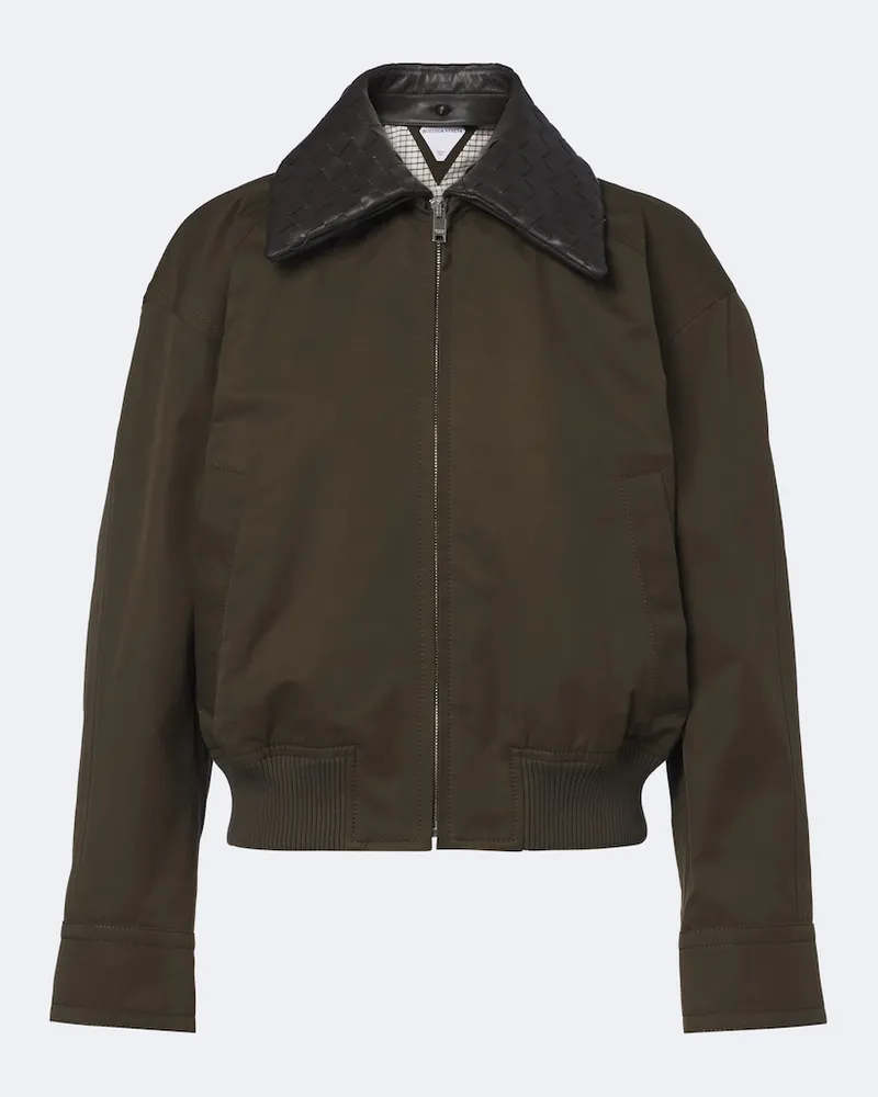 Bottega Veneta Blousonjacke Intrecciato aus Baumwolle Grün