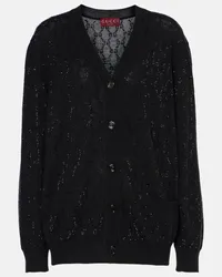 Gucci Cardigan GG Crystal aus Wolle Schwarz