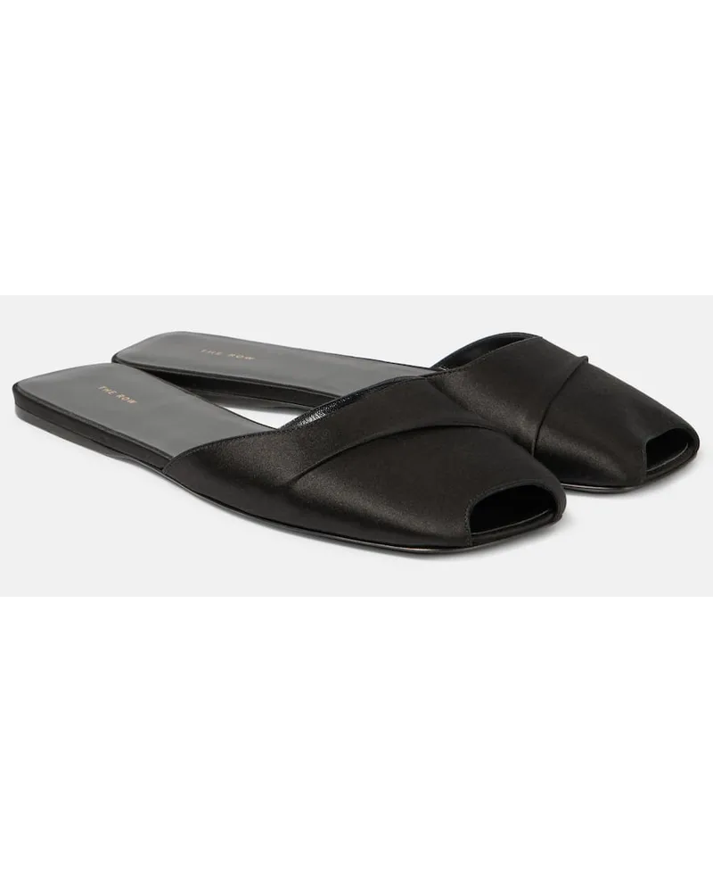 The Row Slippers Milla aus Satin Schwarz