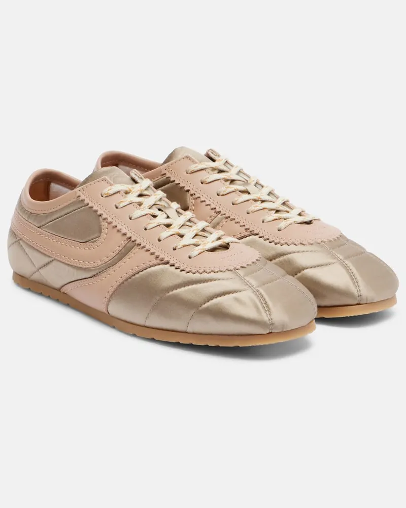 Dries van Noten Sneakers aus Satin und Leder Beige