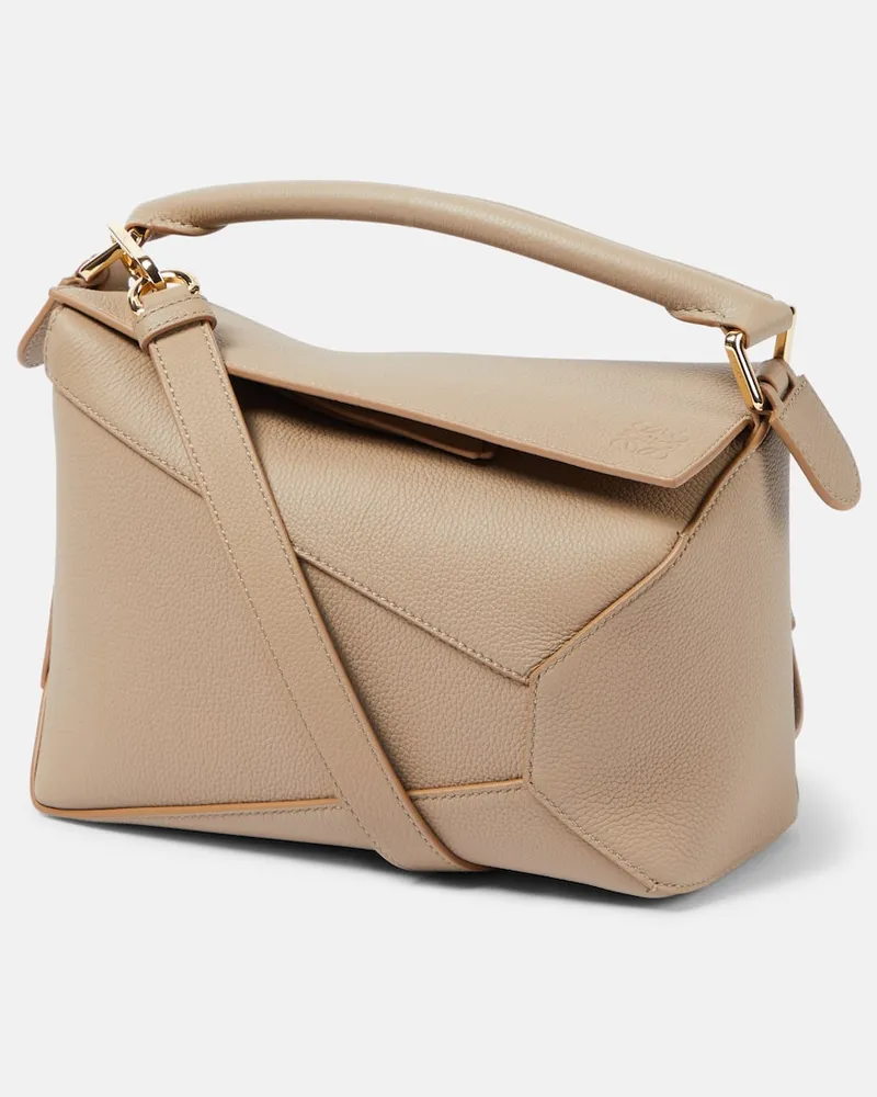 Loewe Tote Puzzle Edge Small aus Leder Beige
