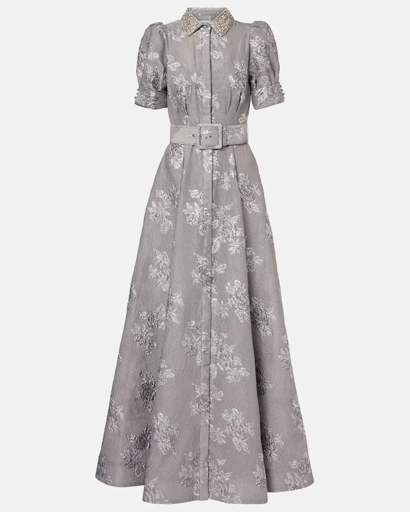 Rebecca Vallance Robe Ruth aus Brokat mit Kristallen Silber