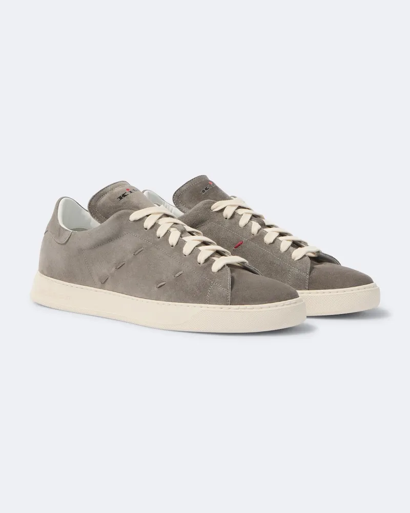 Kiton Sneakers aus Veloursleder Grau