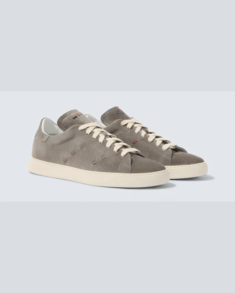 Kiton Sneakers aus Veloursleder Grau