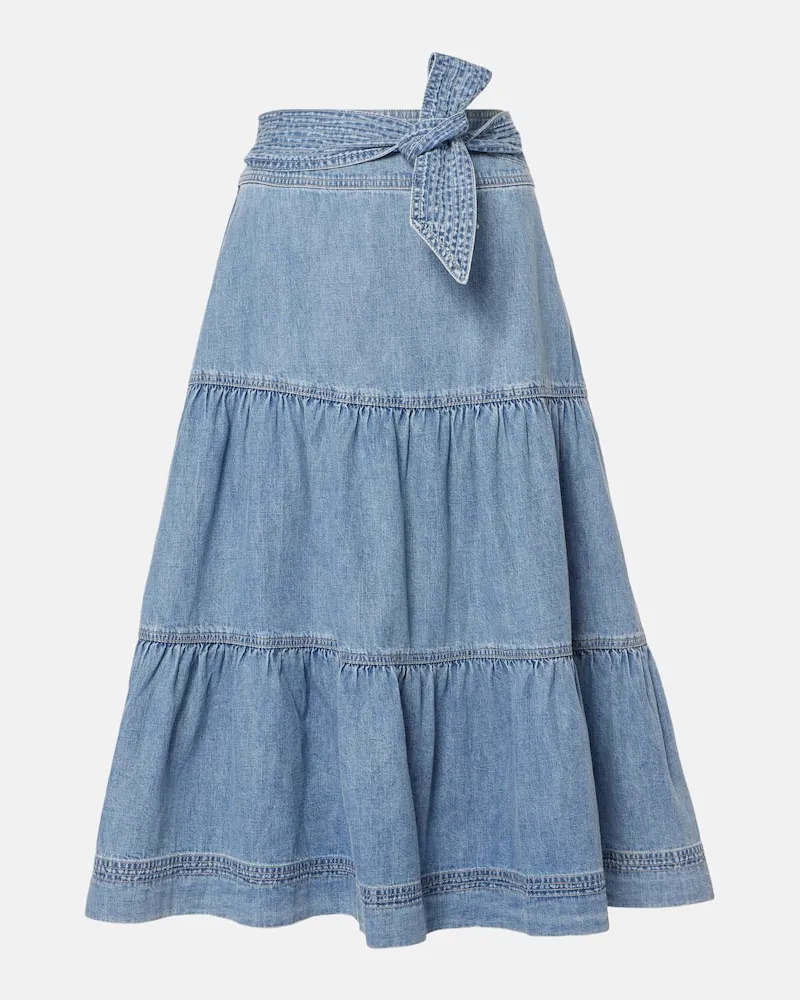 Veronica Beard Midirock Armida aus Denim Blau