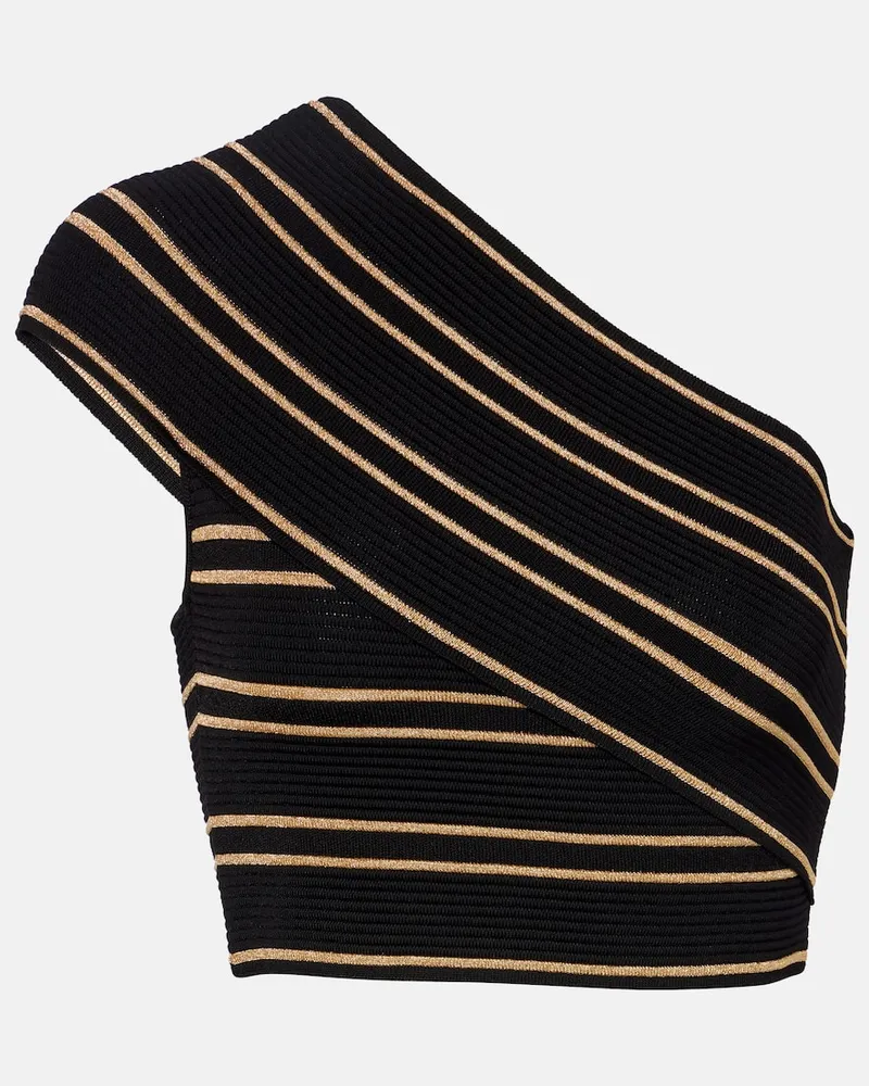 Balmain One-Shoulder Cropped-Top Schwarz