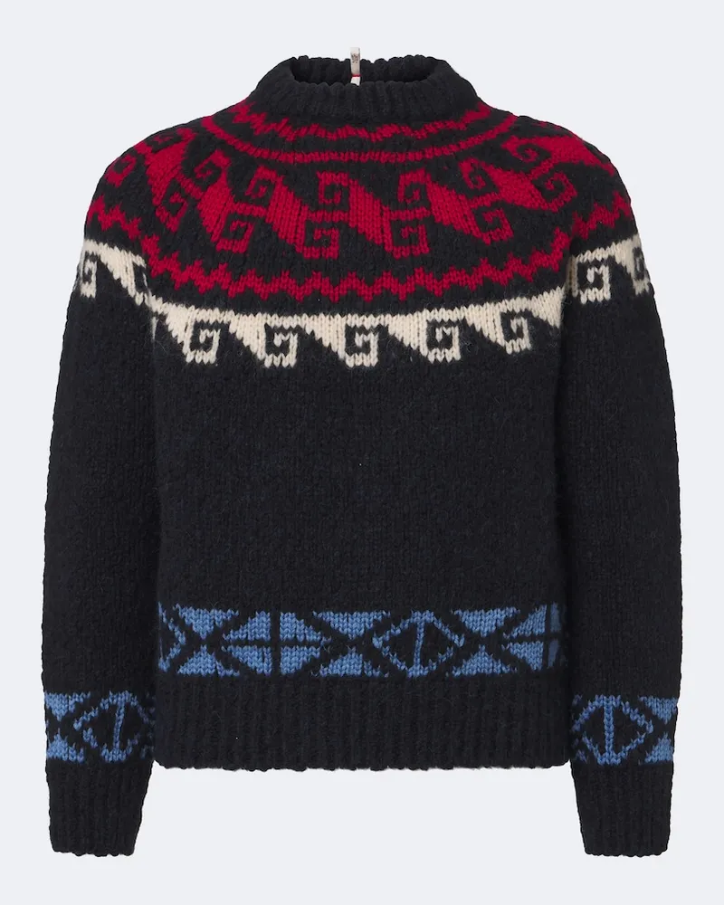 Moncler Pullover aus Jacquard-Strick Blau