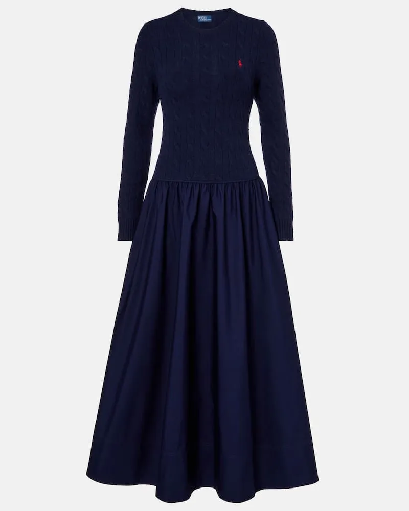 Ralph Lauren Maxikleid aus einem Wollgemisch Blau