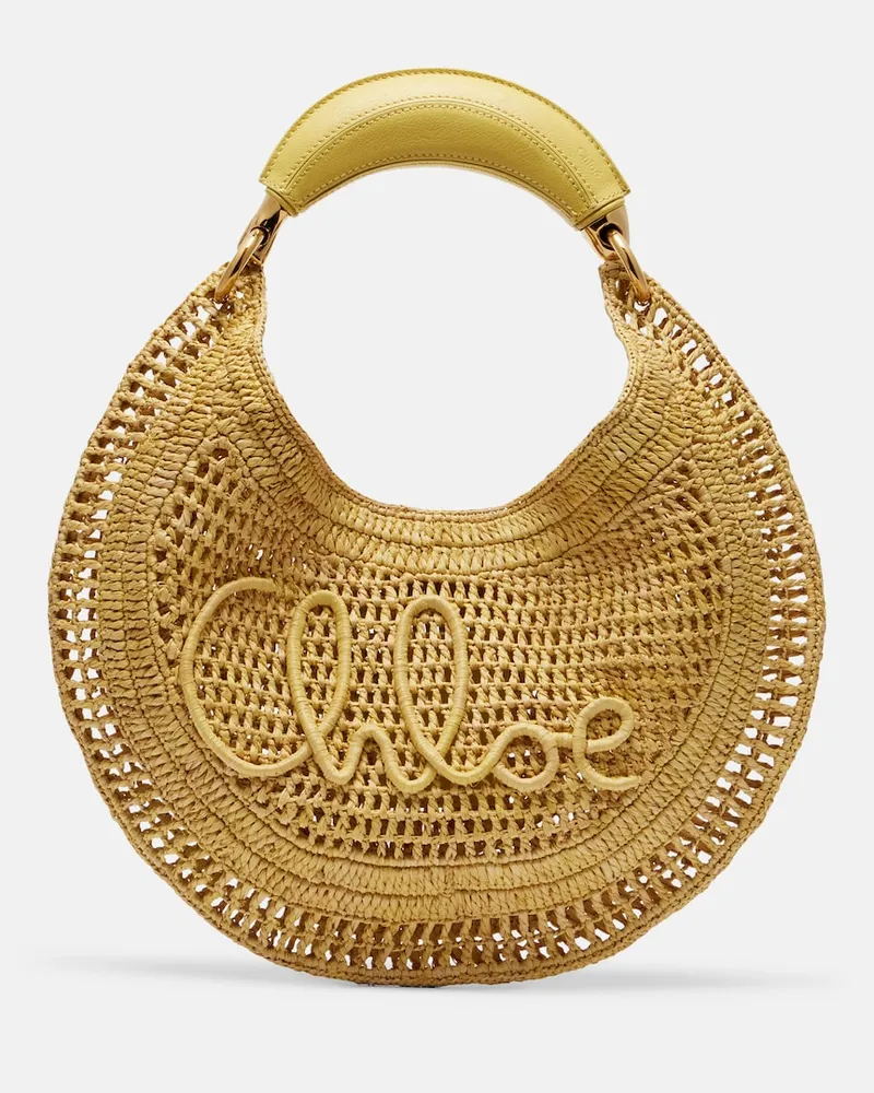 Chloé Chloé Schultertasche Summer Banana aus Raffiabast Gelb