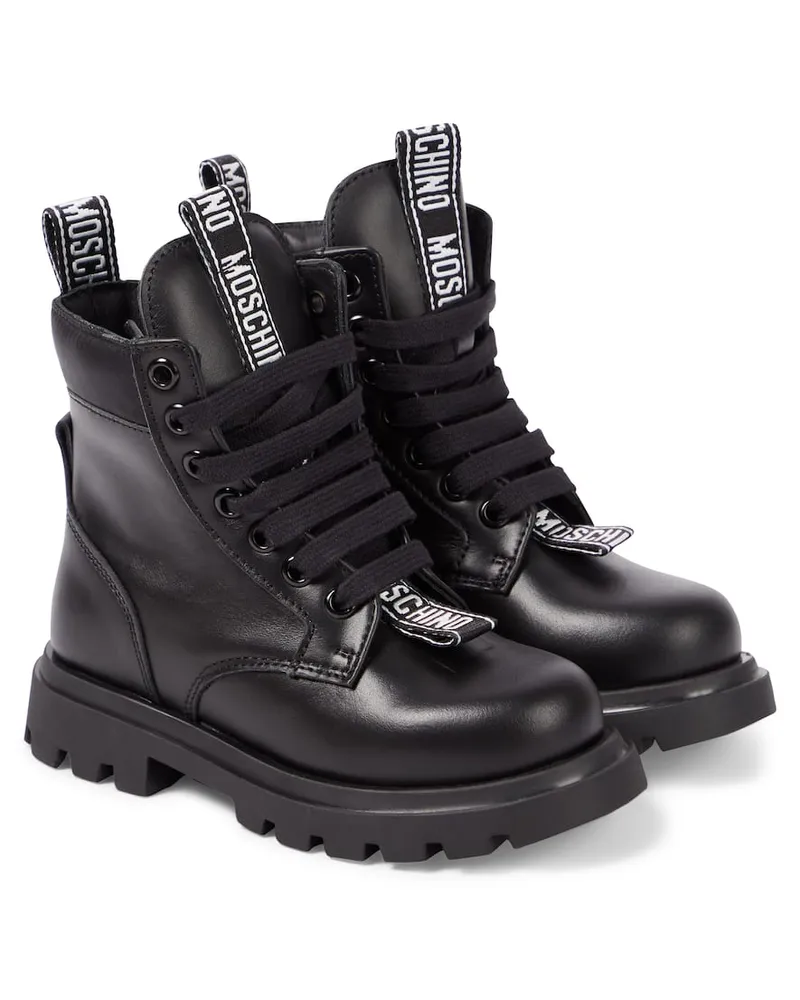 Moschino SchnÃ¼rstiefel aus Leder Schwarz