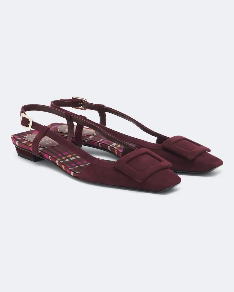 Roger Vivier Slingback-Ballerinas Belle Vivier aus Veloursleder Burgunderrot