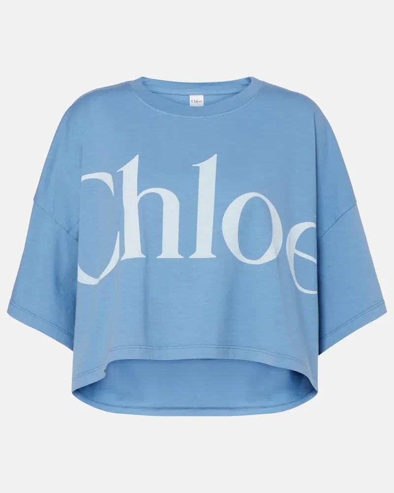Chloé Chloé Cropped-Top aus Baumwoll-Jersey Blau
