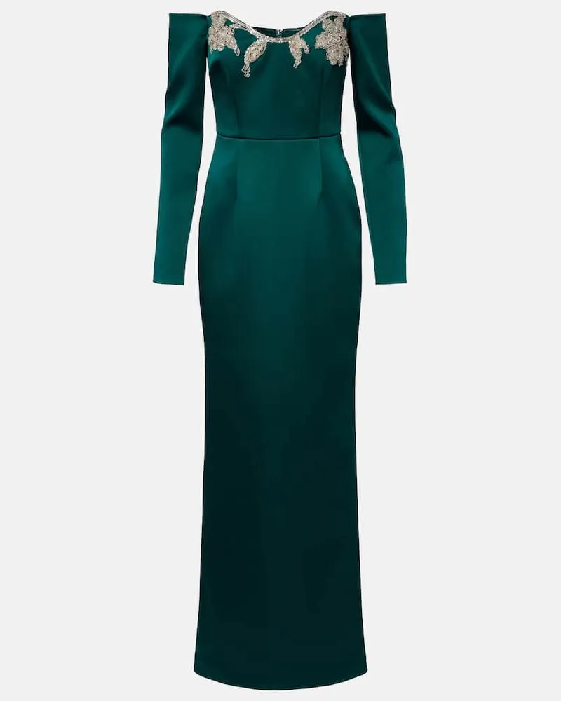 Rebecca Vallance Off-Shoulder-Robe Ellerie mit Kristallen Grün