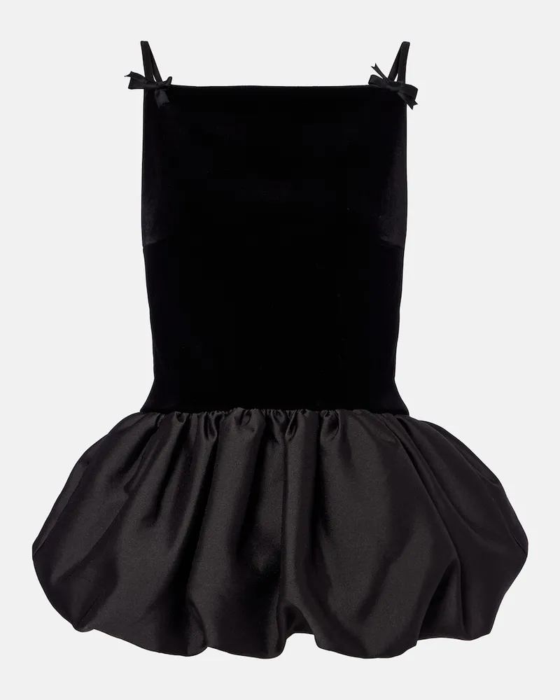 Self-Portrait Top aus Samt und Taft Schwarz