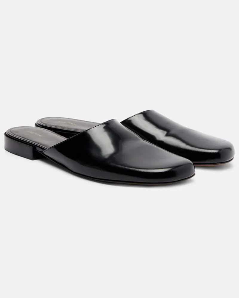 The Row Slippers Penelope aus Leder Schwarz