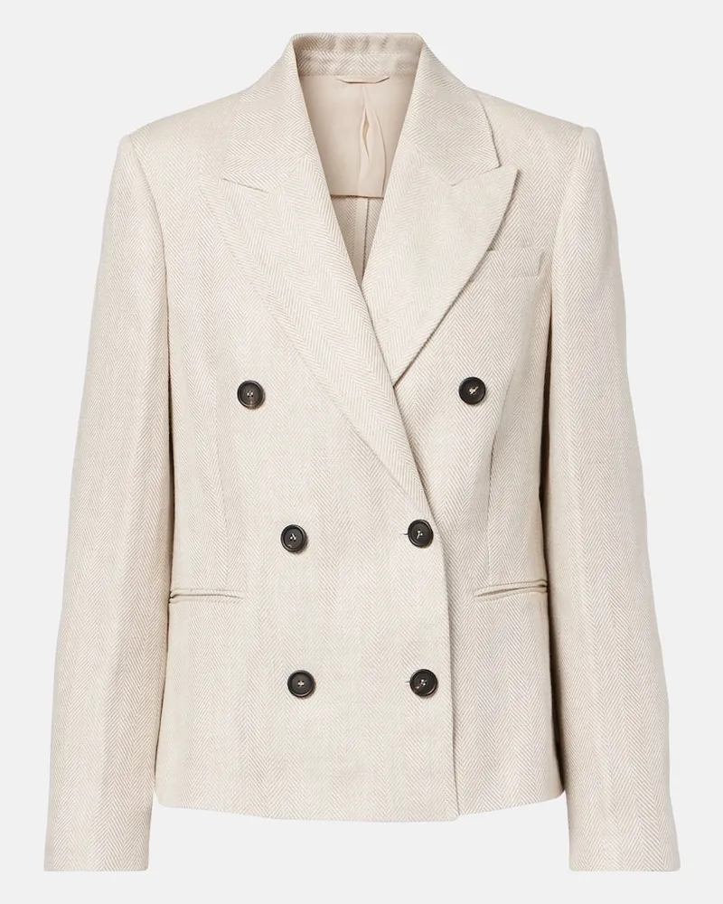 Brunello Cucinelli Blazer aus Leinen und Baumwolle Beige