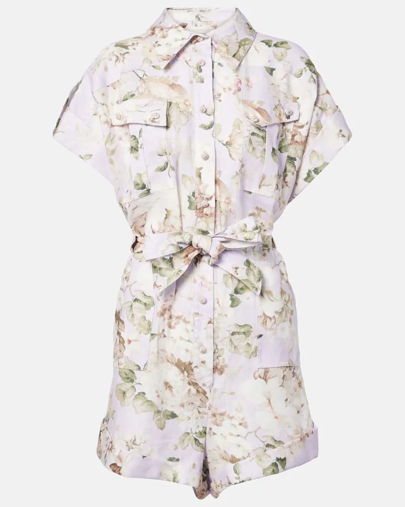 Zimmermann Playsuit Acacia aus Leinen Violett