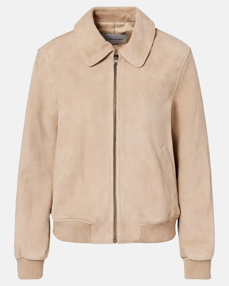 Yves Salomon Bomberjacke aus Veloursleder Beige